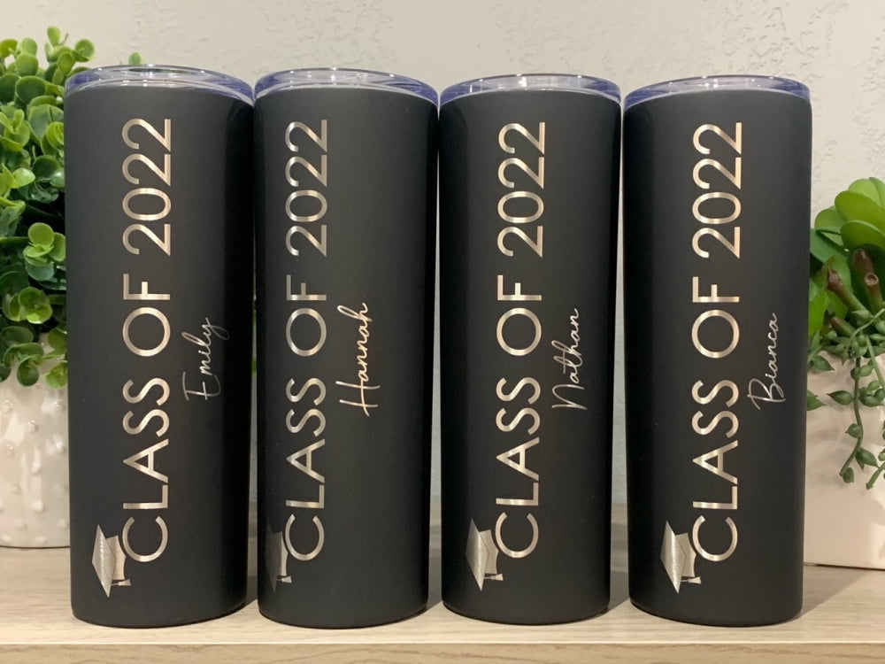 20oz skinny tumblers Matte Black Class of 2022