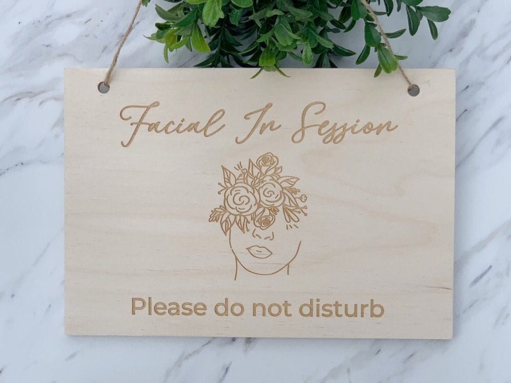 Engraved Office Sign Facial In Session Sign | Esthetician Sign Studio Door
