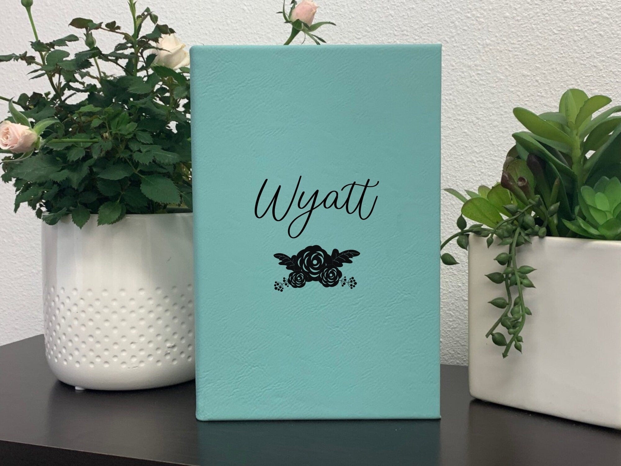 Leatherette journal Leatherette Journal Name Personalized Leatherette Floral Engraved Journal