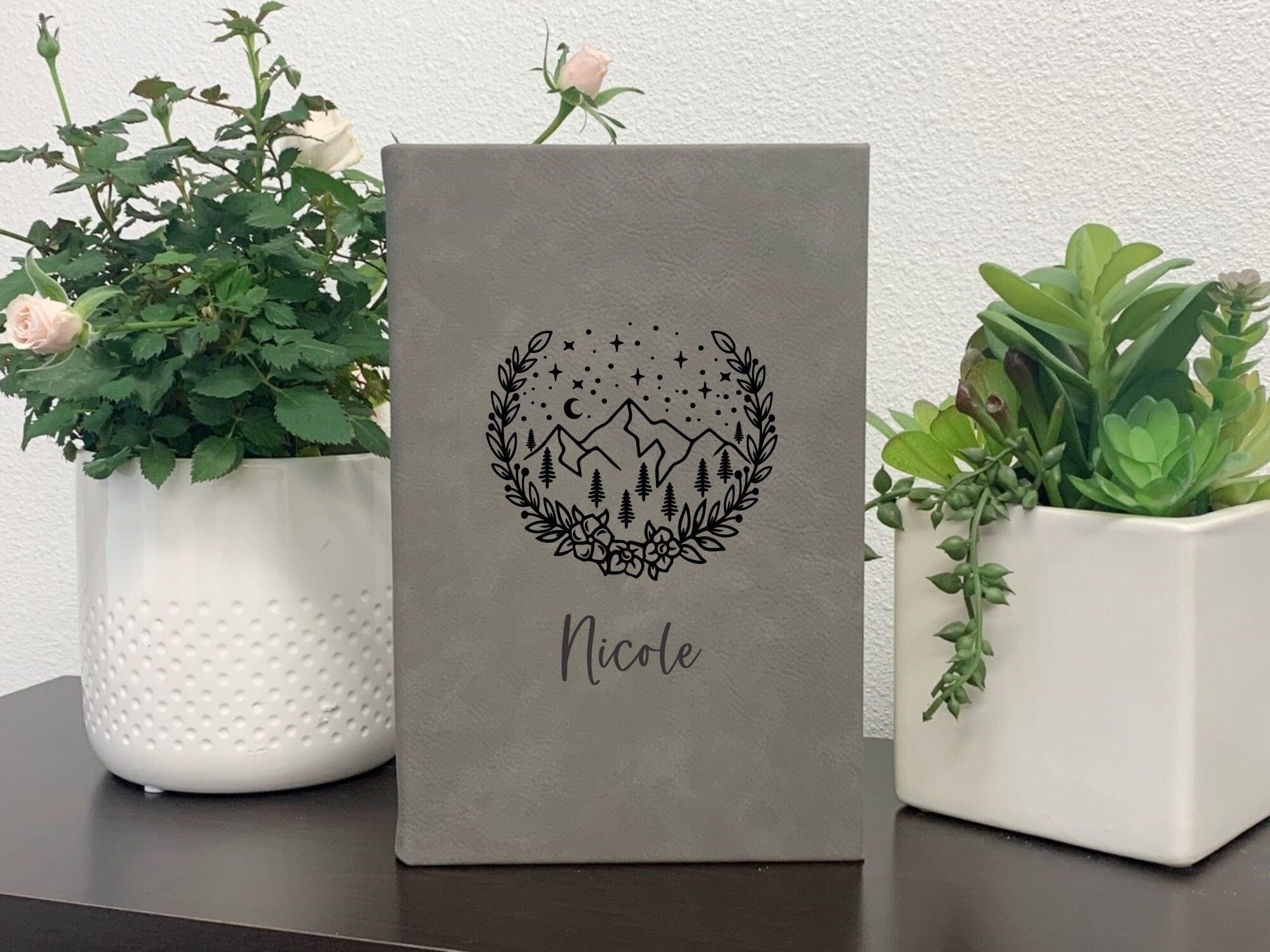 Leatherette journal Leatherette Journal Name Personalized Leatherette Journal With Mountain And Name |Travel Notebook
