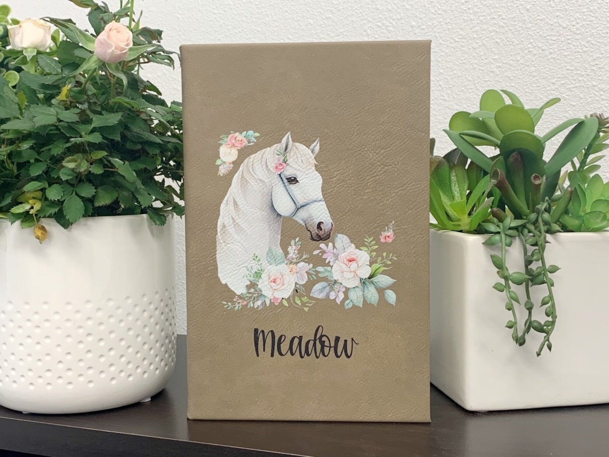 Leatherette journal Printed Journal Name With Name Color Personalized Leatherette Horse Journal