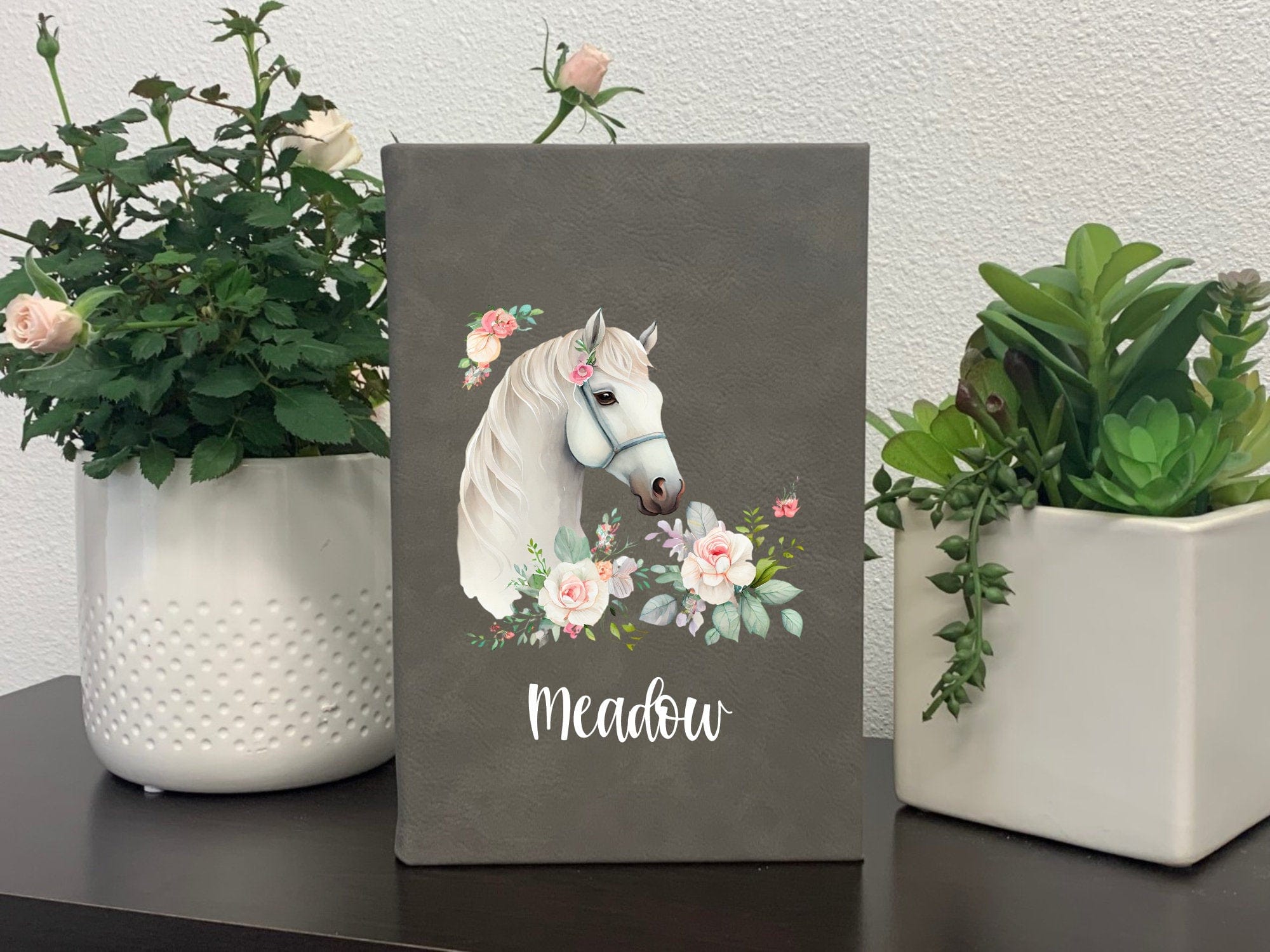 Leatherette journal Printed Journal Name With Name Color Personalized Leatherette Horse Journal