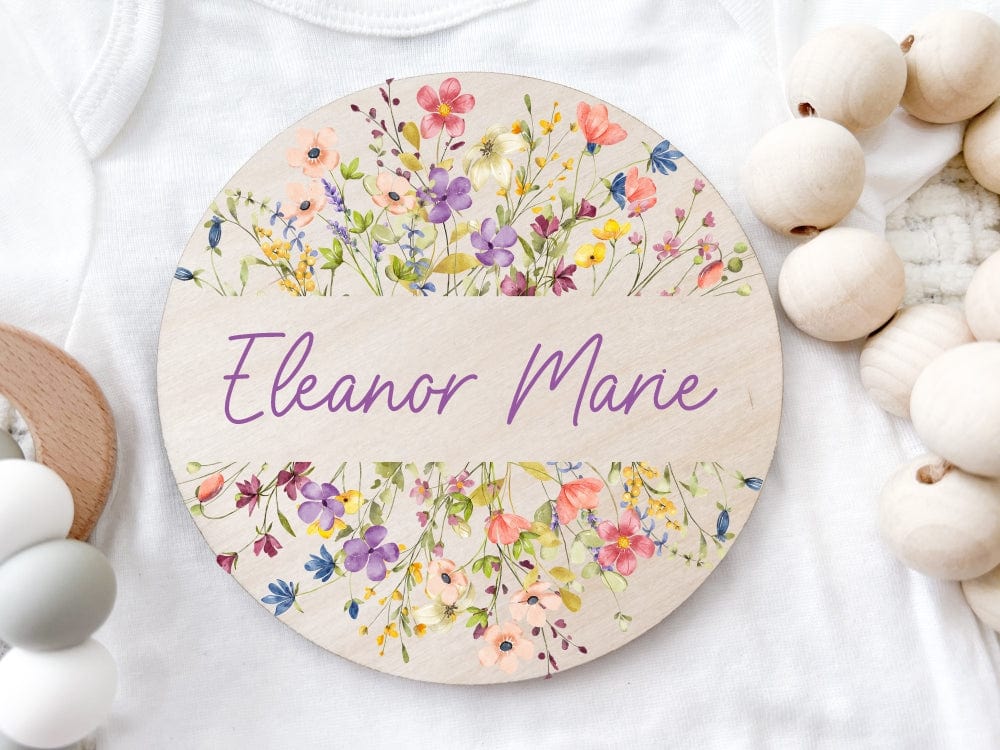 Summer Flowers Baby Girl Name Announcement Sign