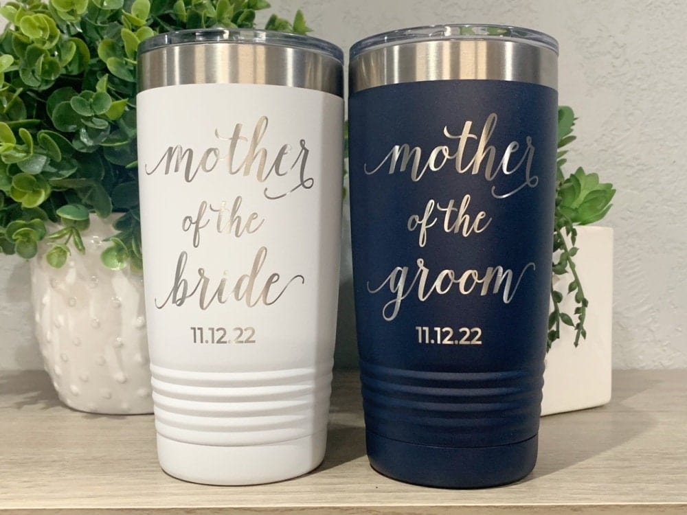 Run Wild Engraving 20 oz bride/groom date Mother Of The Bride Tumbler Personalized