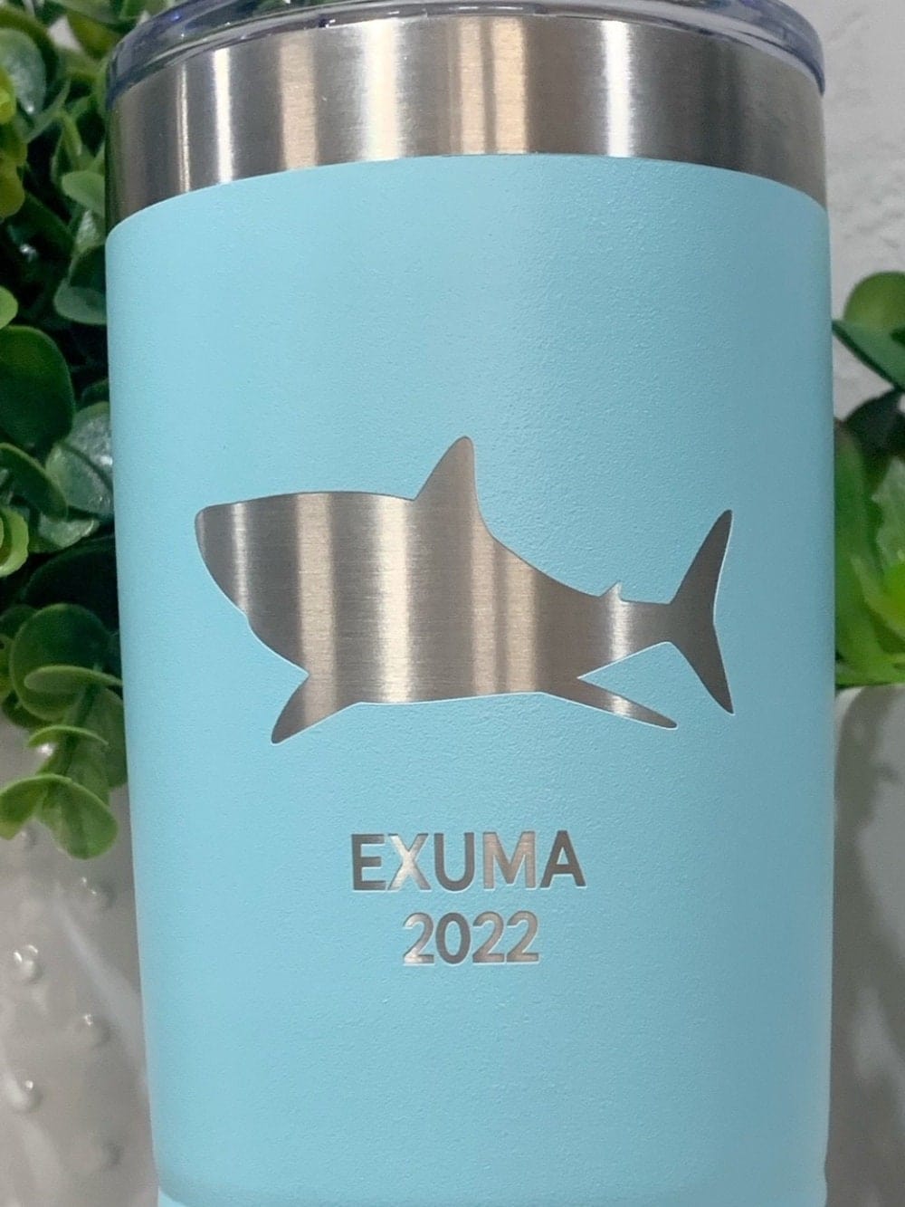 Run Wild Engraving 20 oz destination year Engraved Shark Vacation Tumbler For Men, Bachelor Party