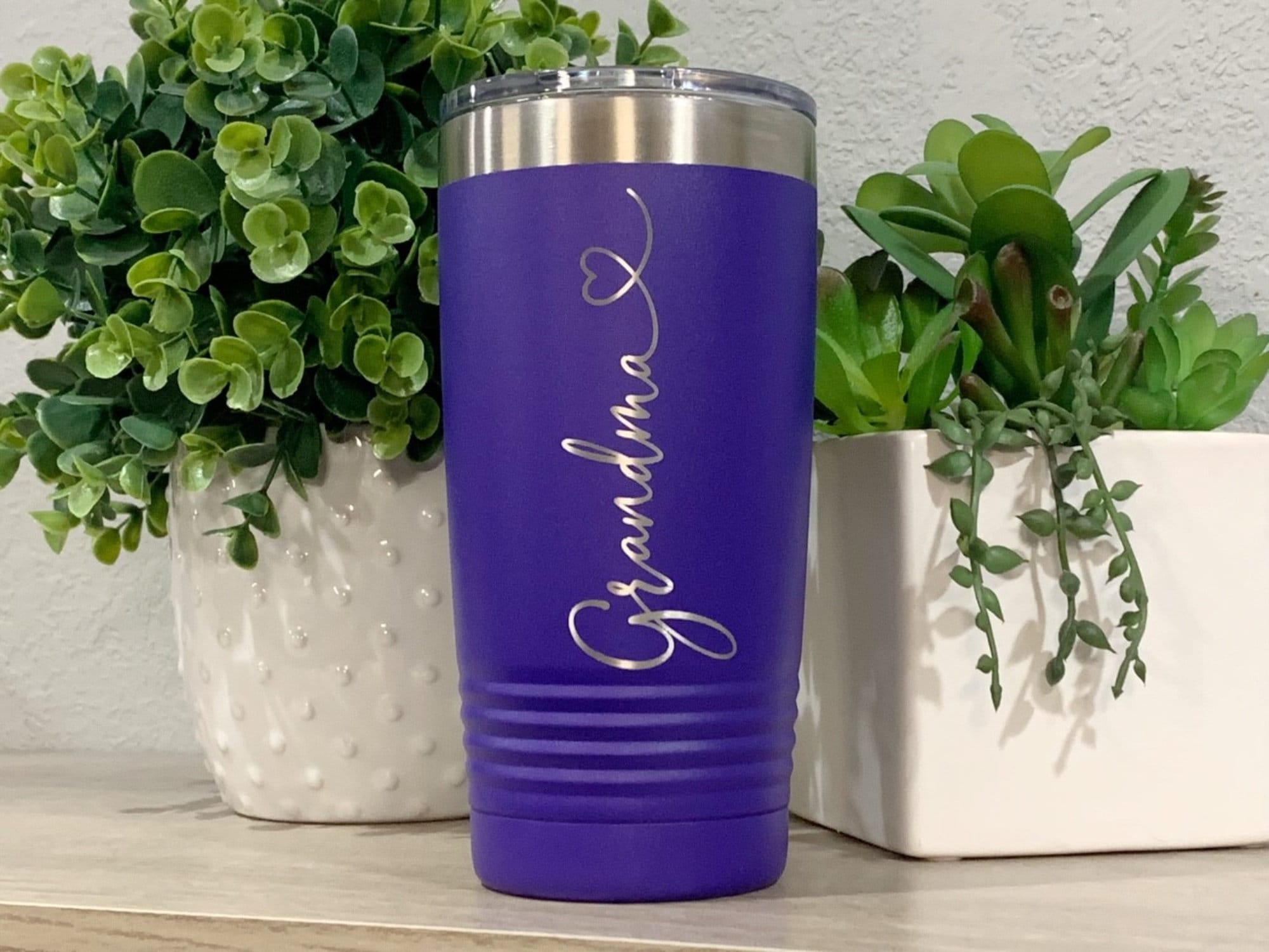 Run Wild Engraving 20 oz Engraved Grandma Tumbler With Heart