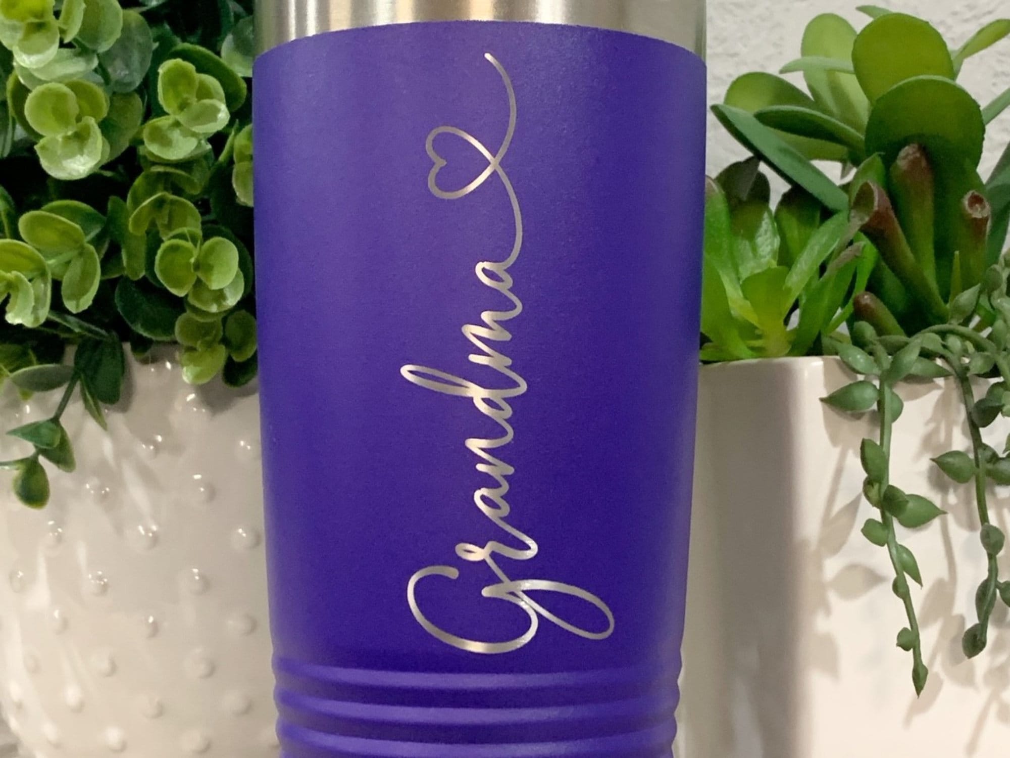 Run Wild Engraving 20 oz Engraved Grandma Tumbler With Heart