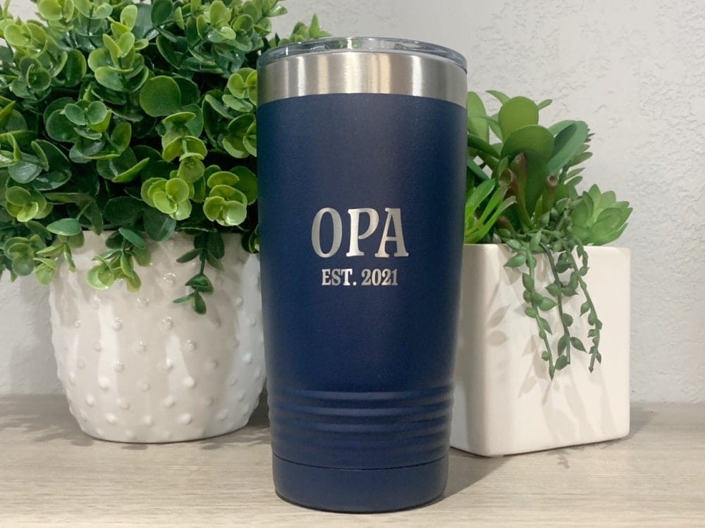 Run Wild Engraving 20 oz graduation year Opa Tumbler or Water Bottle