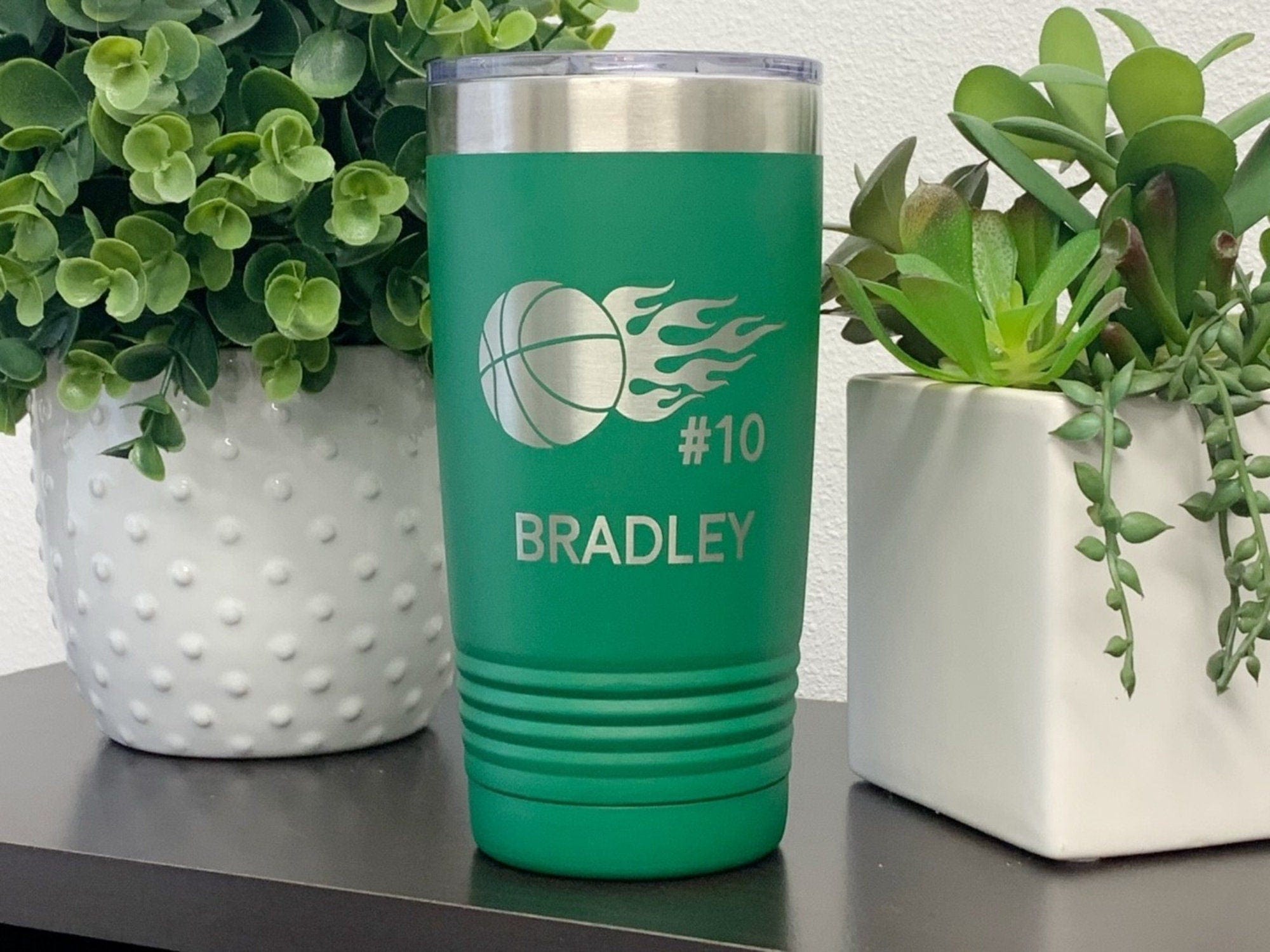 Run Wild Engraving 20 oz name and number Engraved Basketball Tumbler, Basketball Mom, Basketball Dad