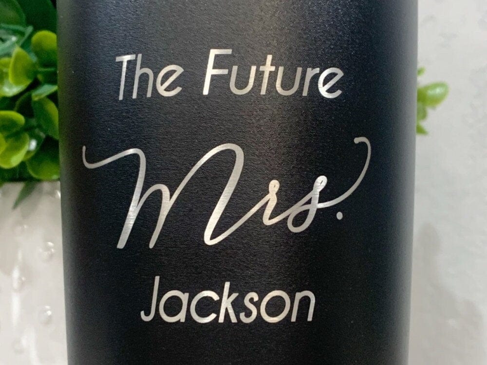 Run Wild Engraving 20 oz name Future Mrs. Tumbler or Water Bottle Personalized