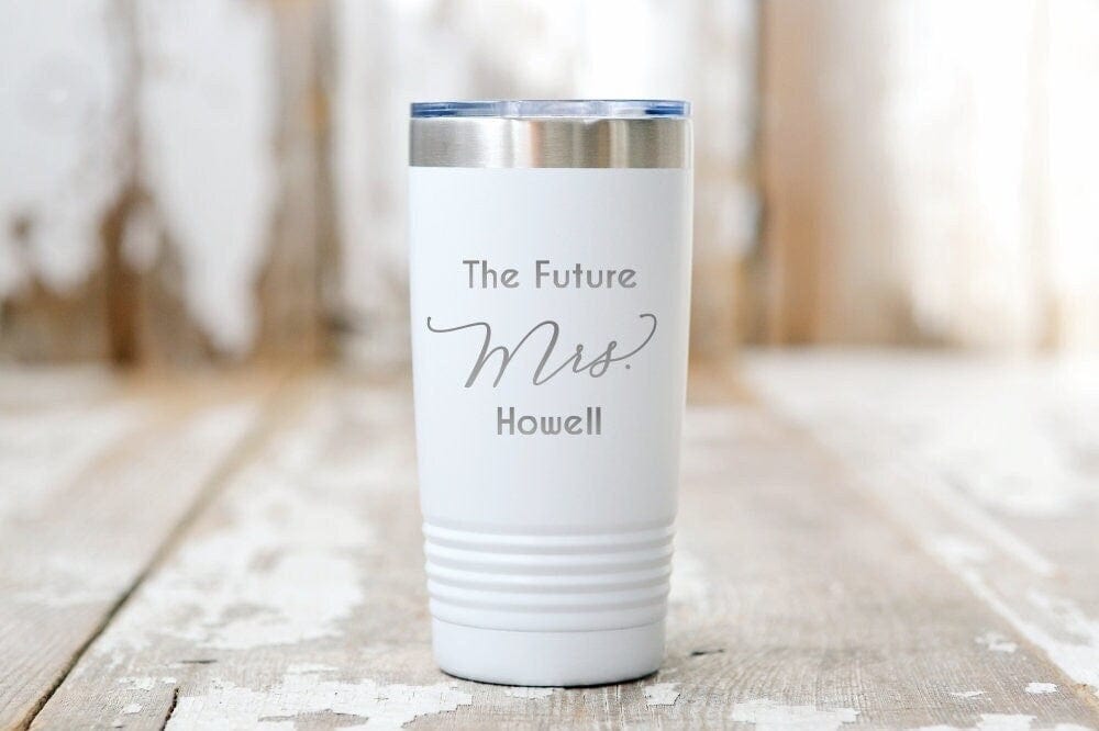 Run Wild Engraving 20 oz name Future Mrs. Tumbler or Water Bottle Personalized