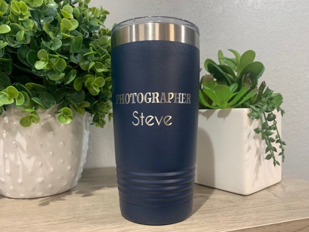 Run Wild Engraving 20 oz name Photographer Tumbler