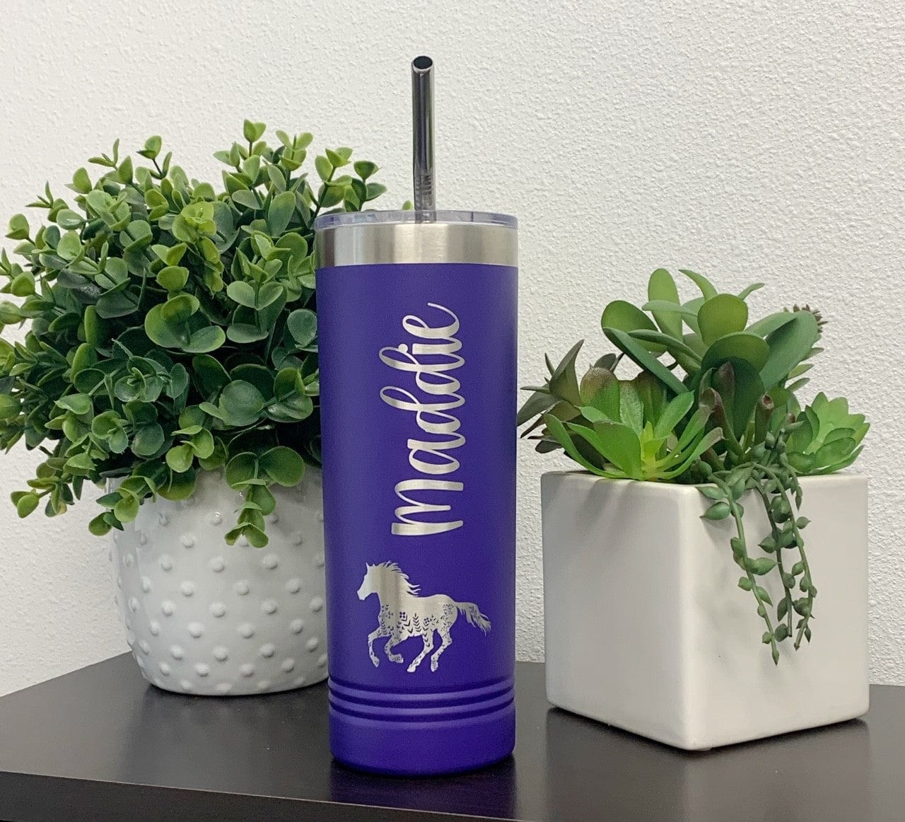 Run Wild Engraving 22oz skinny name Yes Horse Skinny Tumbler - Cowgirl Gift