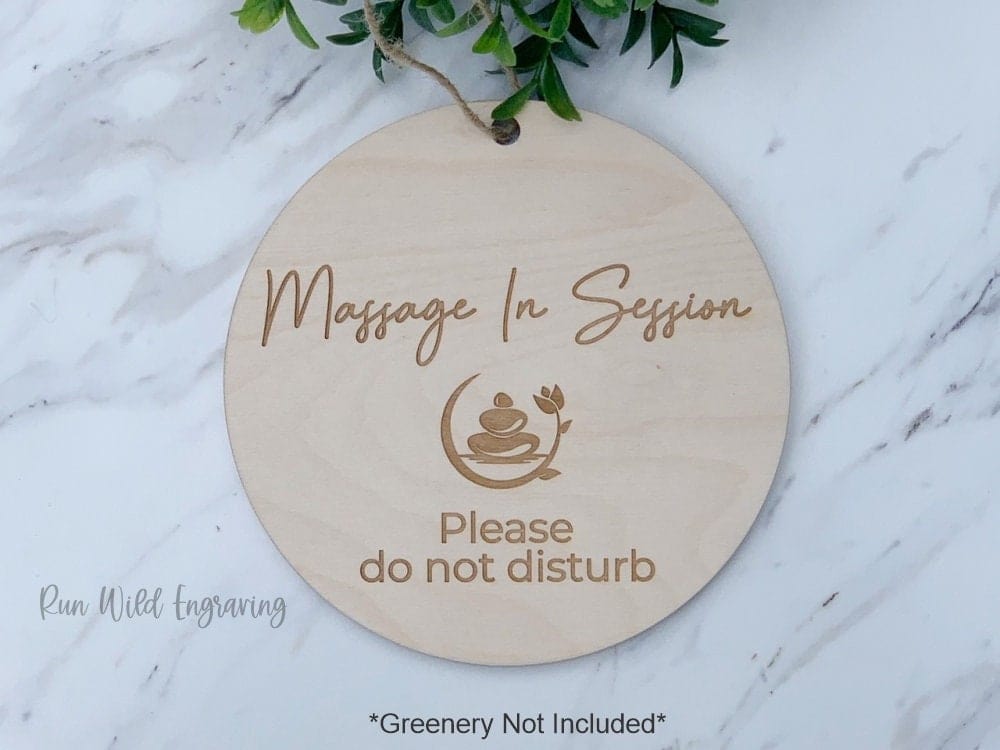 Run Wild Engraving Massage In Session Wood Engraved Door Sign