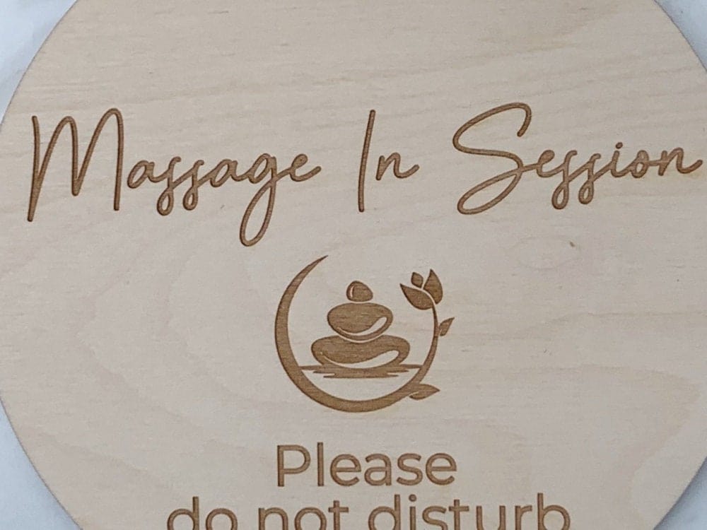 Run Wild Engraving Massage In Session Wood Engraved Door Sign