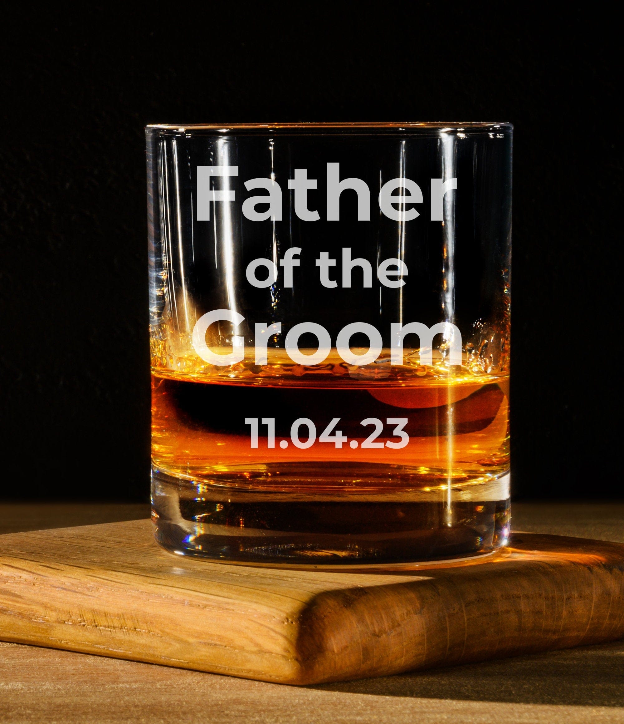Run Wild Engraving Whiskey father of bride/groom date Father Of The Bride Or Groom Whiskey Glass