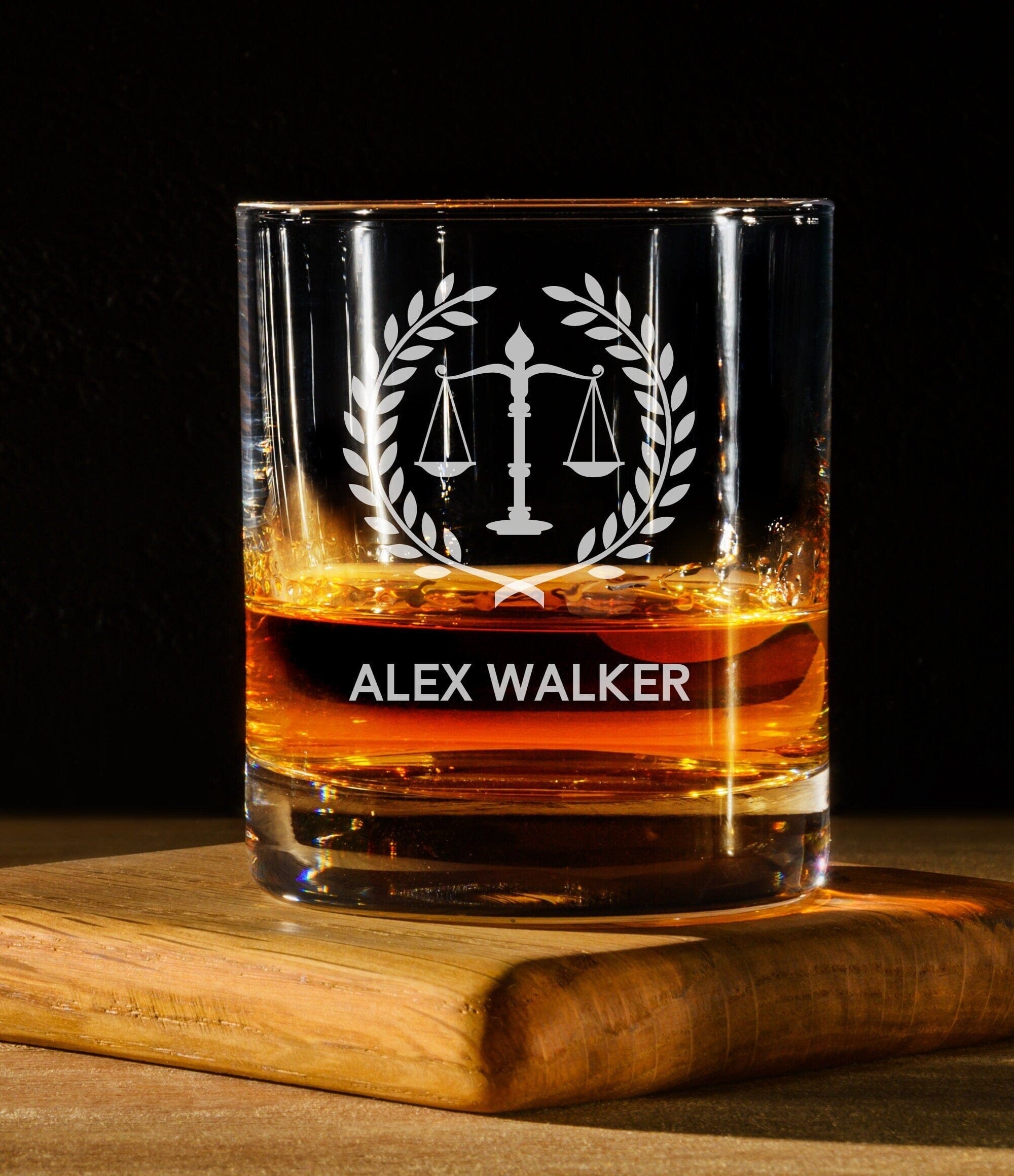 Run Wild Engraving Whiskey one name Attorney Whiskey Glass Personalized