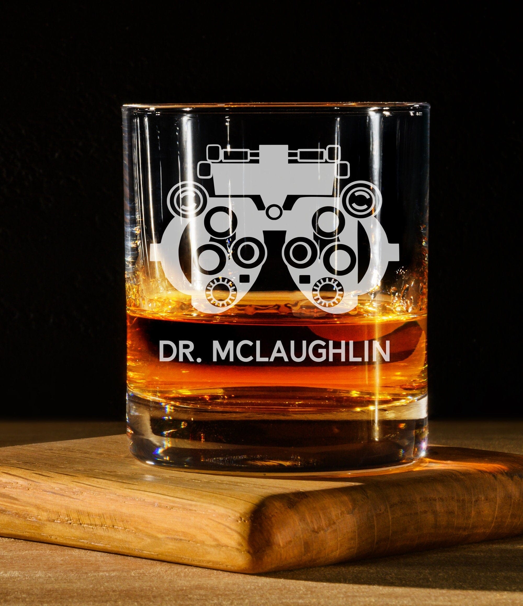 Run Wild Engraving Whiskey one name Eye Doctor Personalized Rock Whiskey Glass