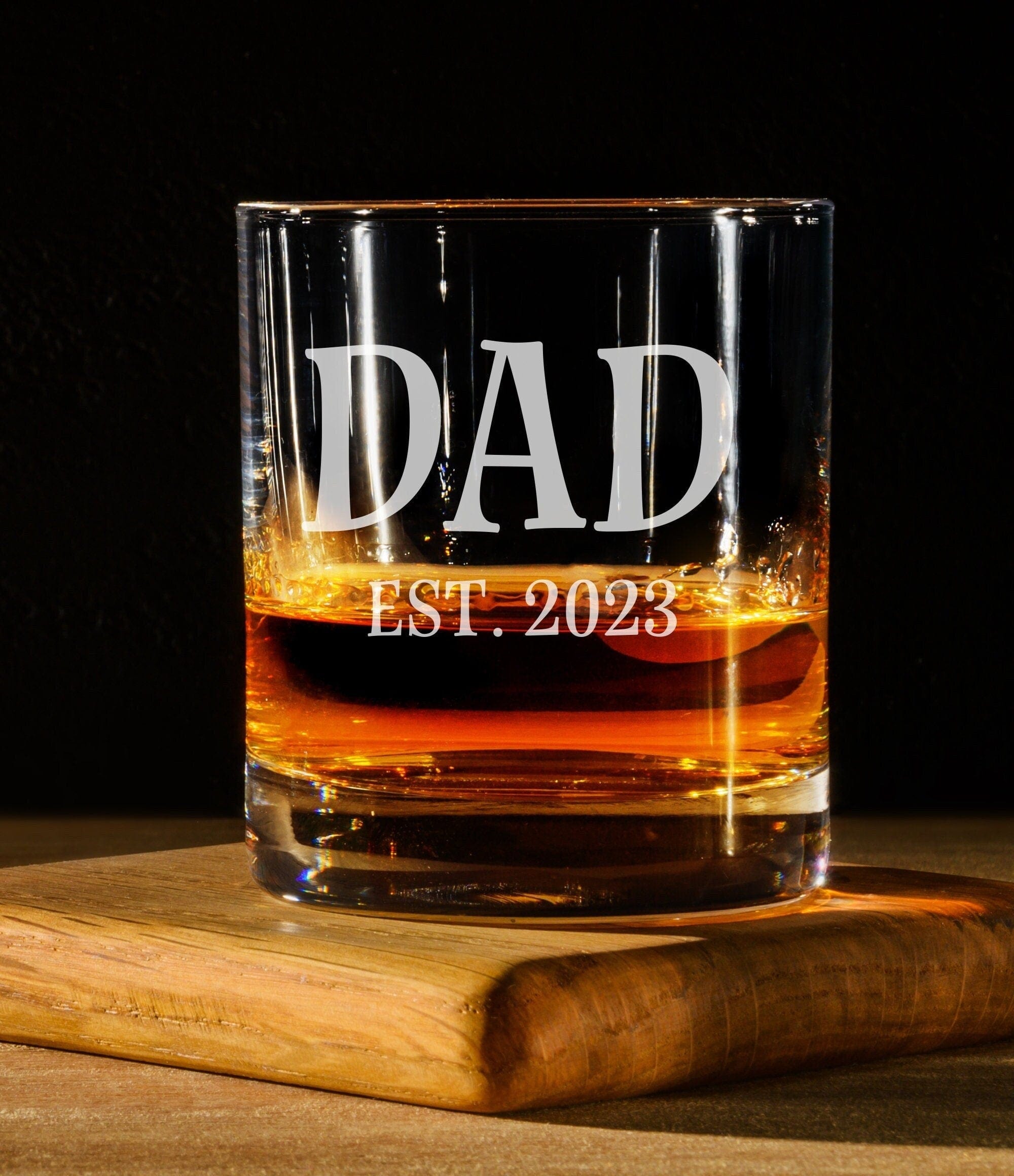 Run Wild Engraving Whiskey year Dad Whiskey Glass | Pregnancy Announcement Gift