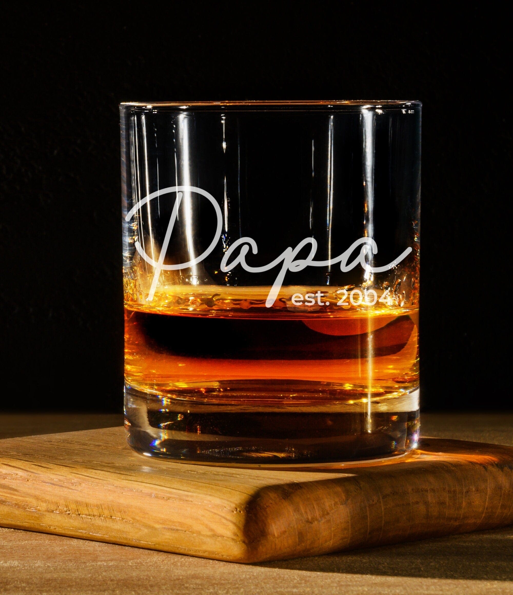 Run Wild Engraving Whiskey year Papa Whiskey Glass | Papa Announcement Gift