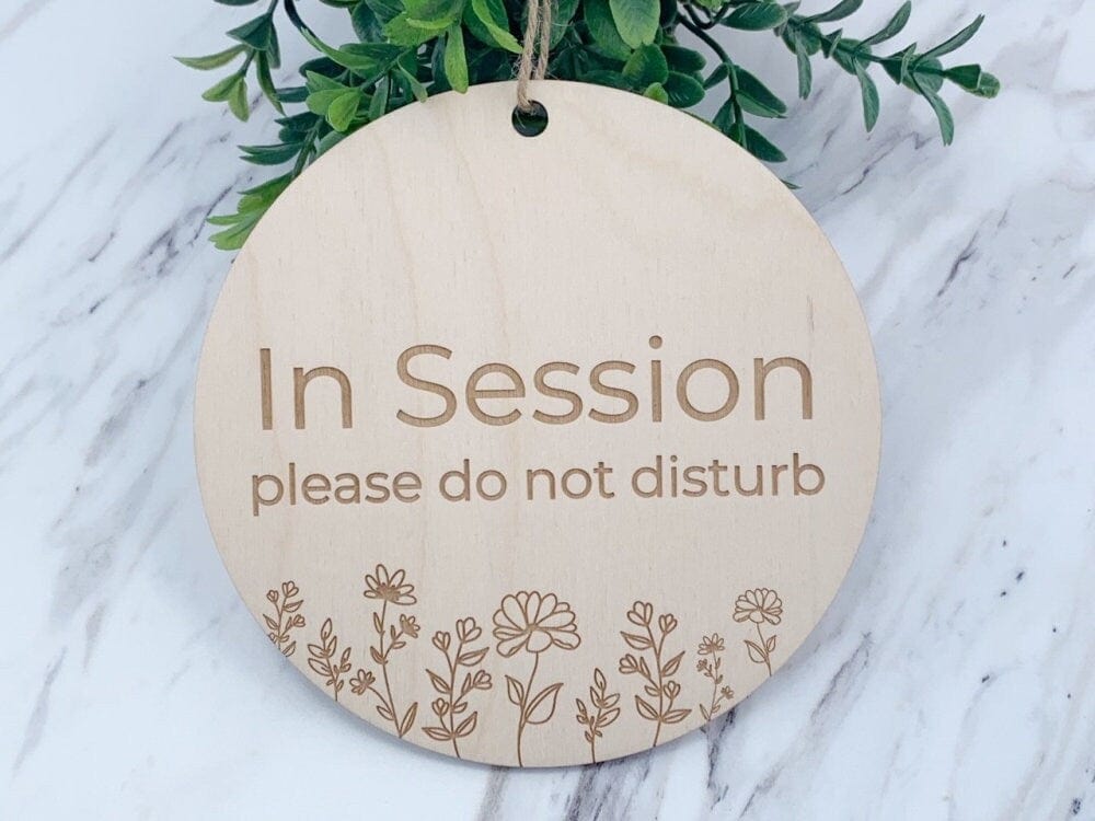 Run Wild Engraving Wood Engraved Floral In Session Door Sign