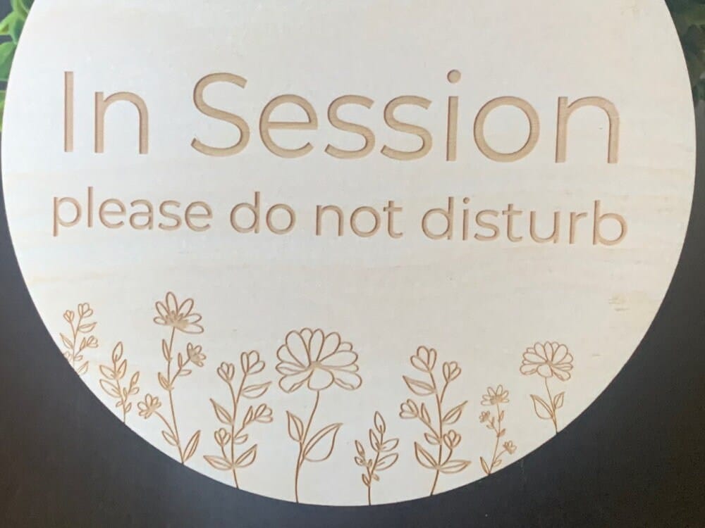 Run Wild Engraving Wood Engraved Floral In Session Door Sign