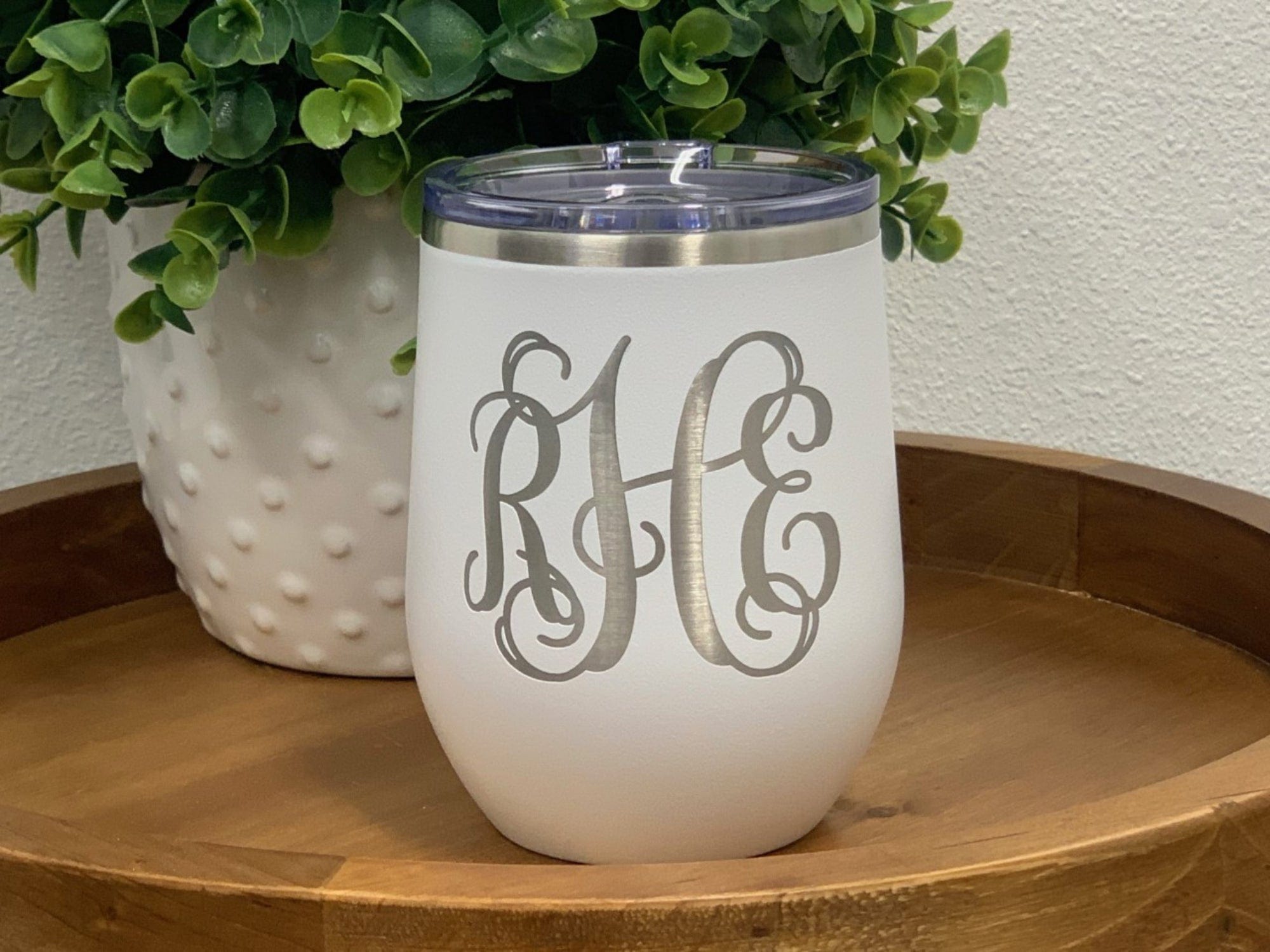 12oz tumbler 12 oz. wine tumbler monogram 12oz Wine Tumbler With Lid Engraved Monogram