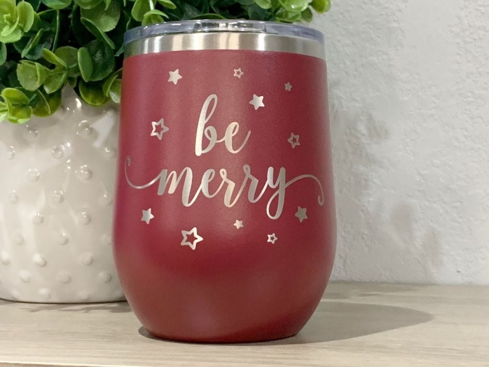 12oz tumbler wine tumbler 12oz Be Merry Christmas Wine Cup - Holiday Tumbler