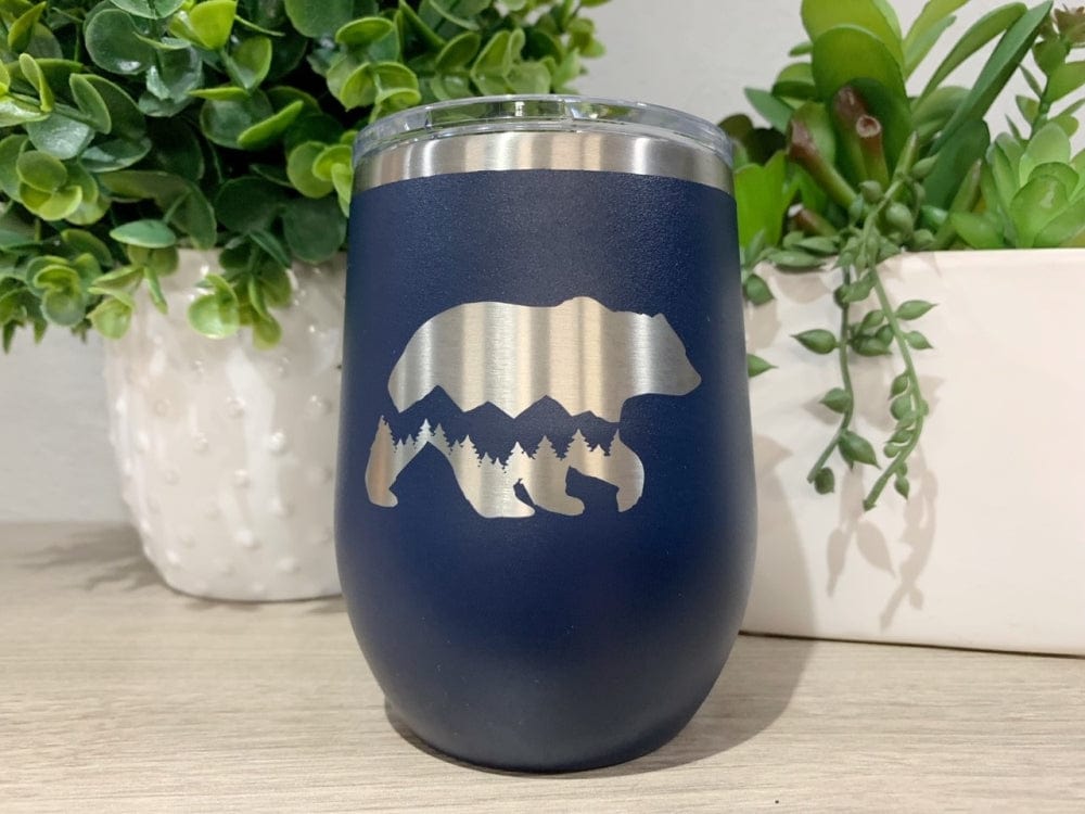 12oz tumbler wine tumbler 12oz Wine Tumbler With Bear And Mountain Range