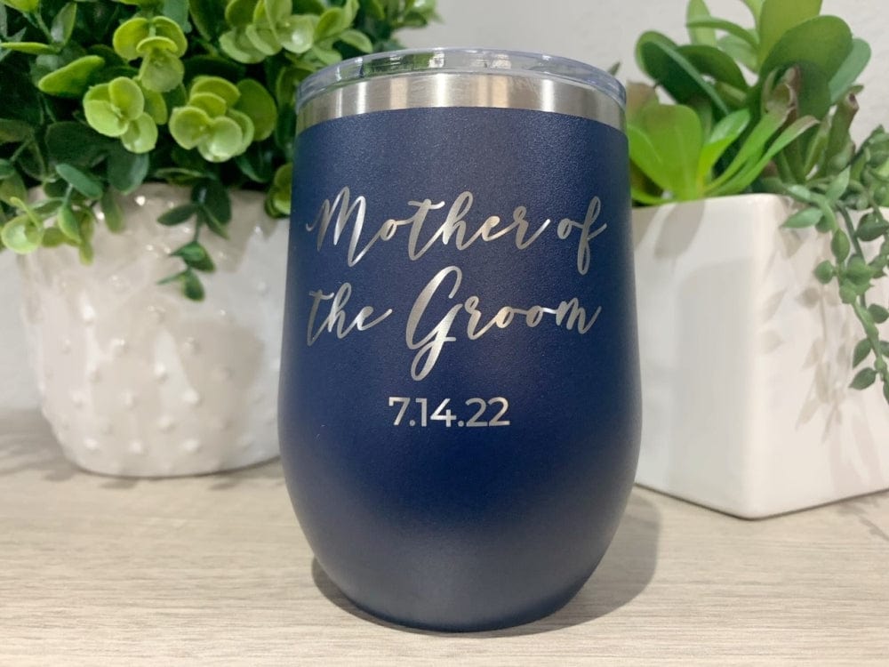 12oz tumbler wine tumbler bride/groom date Mother Of The Groom Or Bride 12 oz Wine Tumbler Personalized With Date
