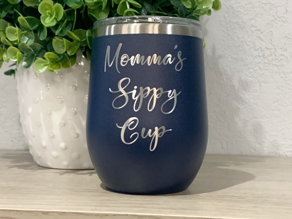 12oz tumbler wine tumbler name Engraved Mama's Sippy Cup 12 OZ Wine Tumbler