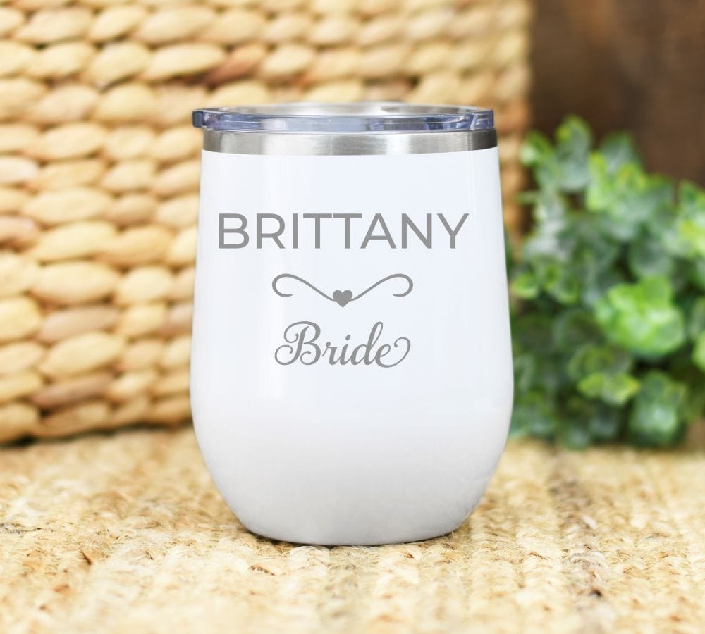 Wedding Wine Tumbler Engraved With Name And Title