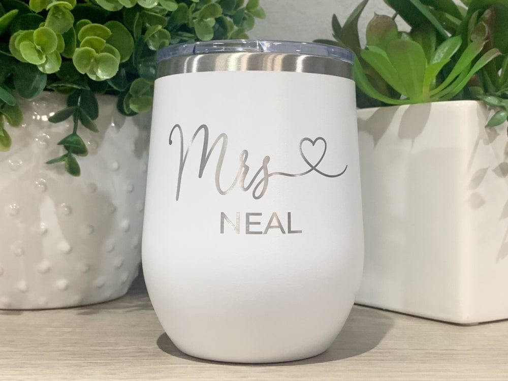 12oz tumbler wine tumbler name Wine Tumbler Mrs With Heart And Name