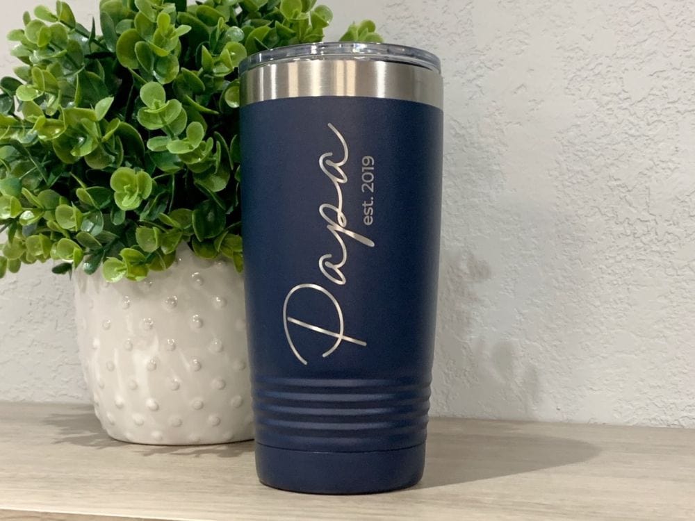 Papa 20 Oz Travel Mug Engraved With Year