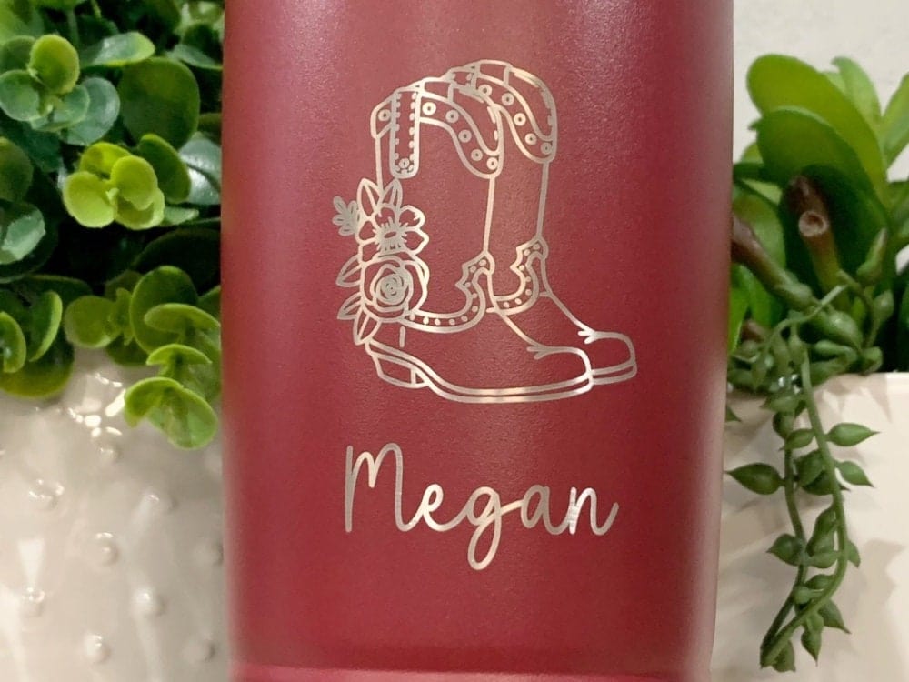 20JDS 20 oz name Personalized Floral Cowboy Boots Tumbler