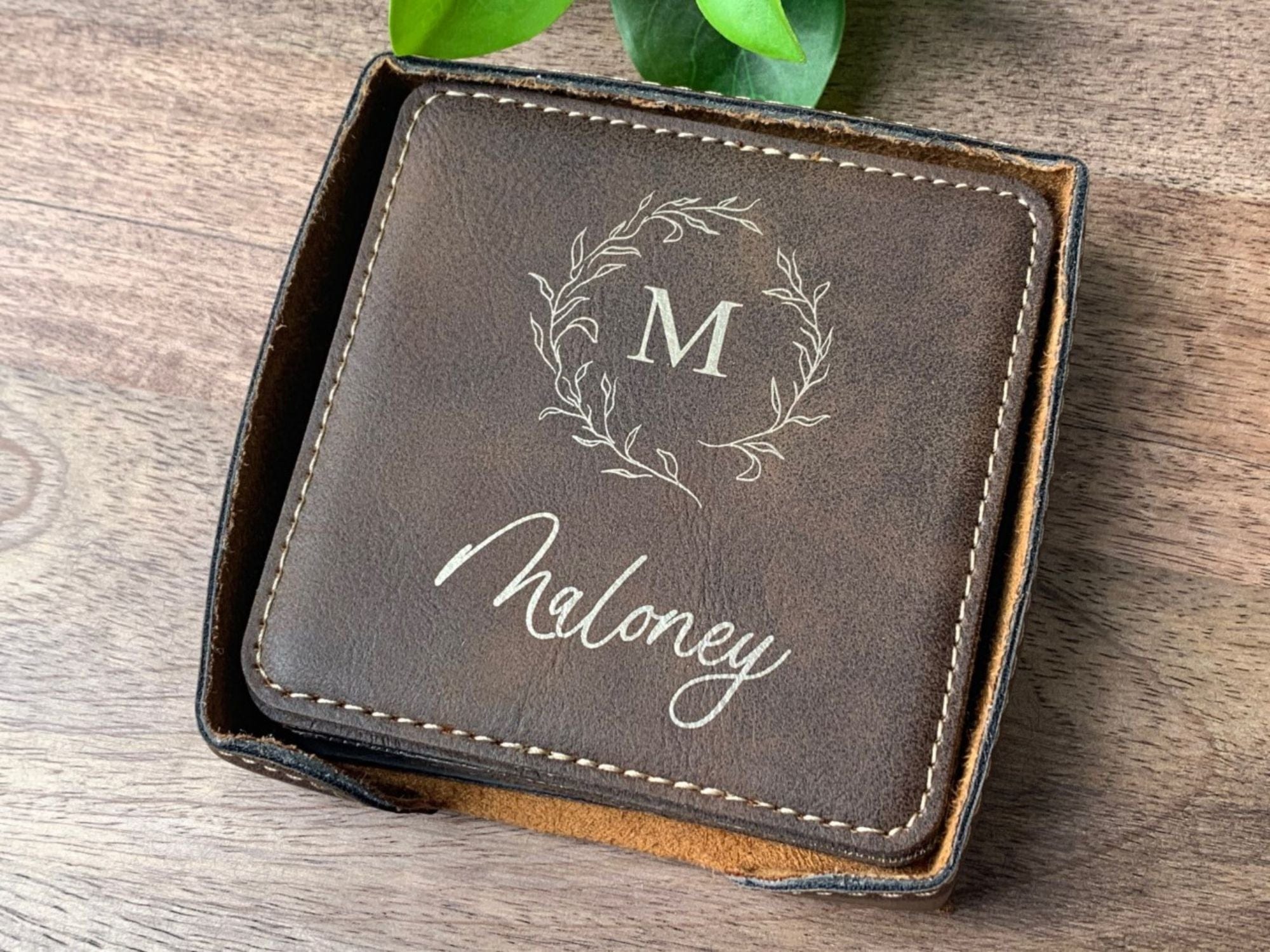 Housewarming Coasters - Engraved Leatherette