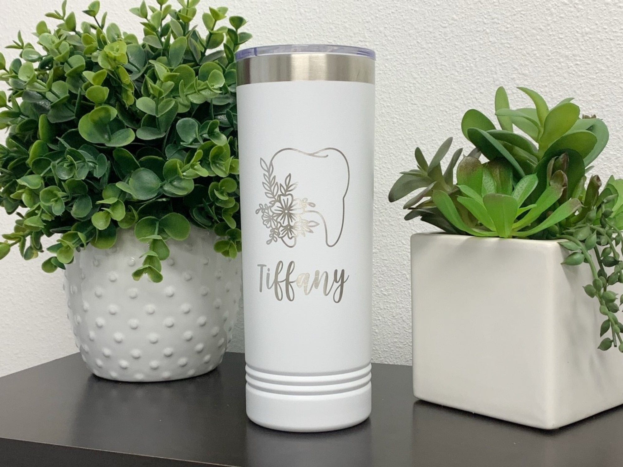 Run Wild Engraving 22oz skinny name No Dental 22oz Skinny Tumbler - Hygienist Gift