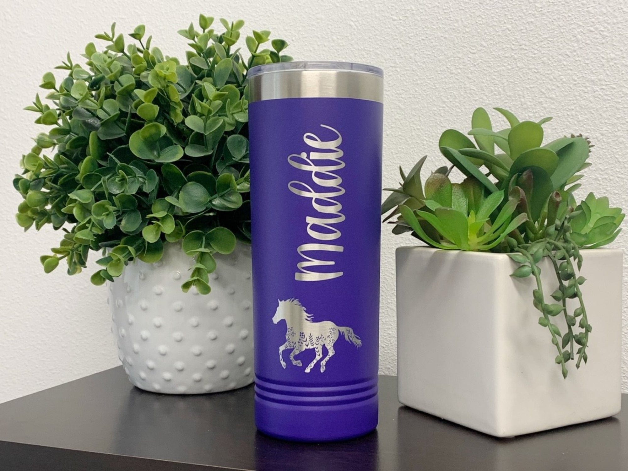 Run Wild Engraving 22oz skinny name No Horse Skinny Tumbler - Cowgirl Gift