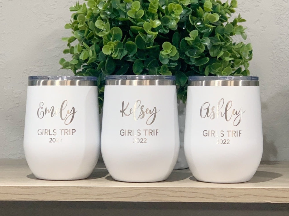 12oz Custom Bridesmaid Wine Tumblers Bachelorette Party Wedding