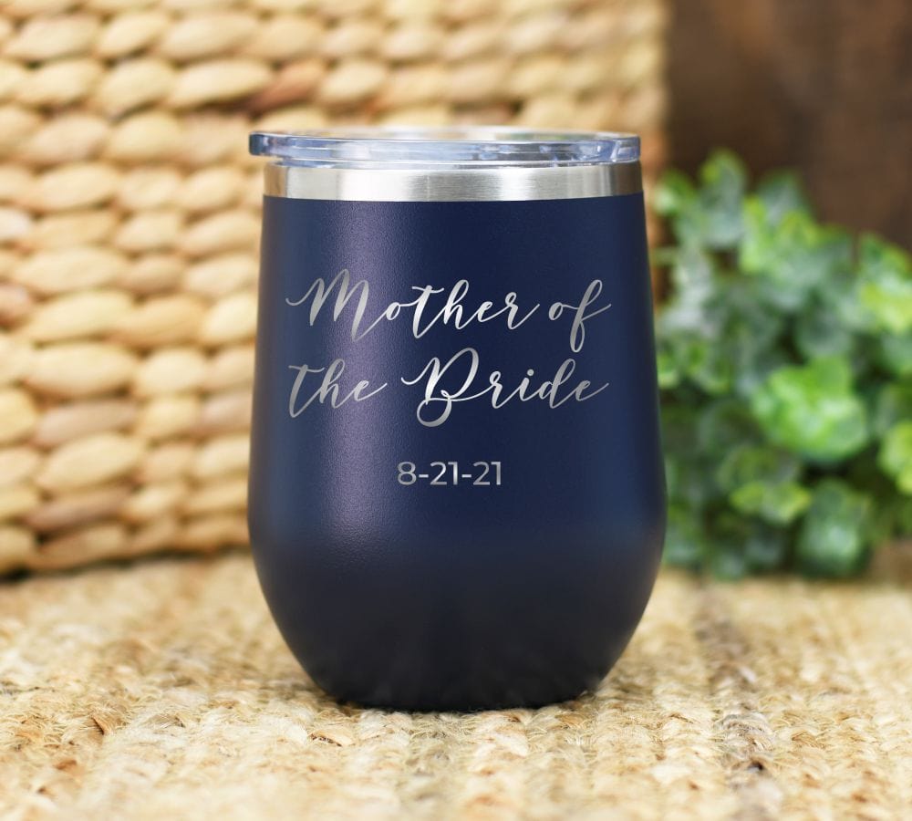 12oz tumbler wine tumbler bride/groom date Mother Of The Groom Or Bride 12 oz Wine Tumbler Personalized With Date