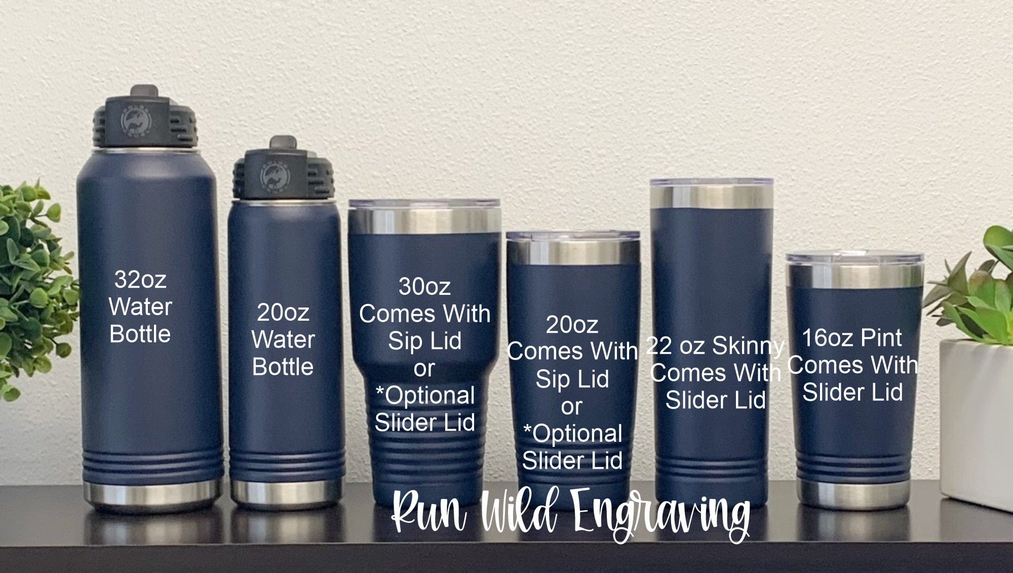 Custom Laser-Engraved Water Bottles (20 oz) - No Minimums