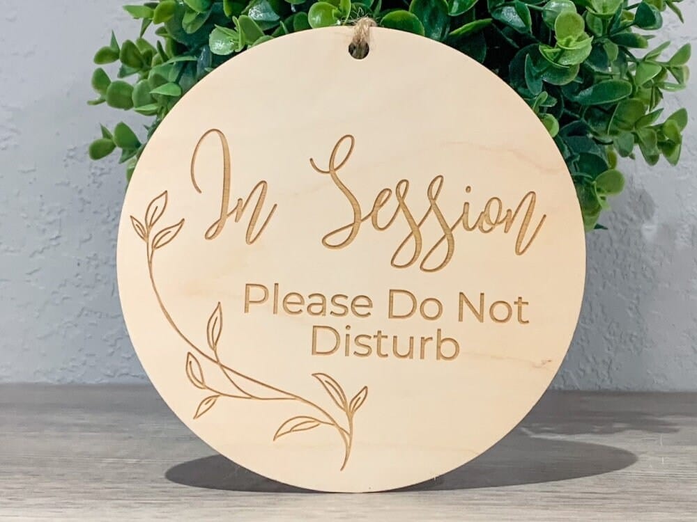 Engraved Office Sign Double Sided In Session Sign | Welcome Please Knock
