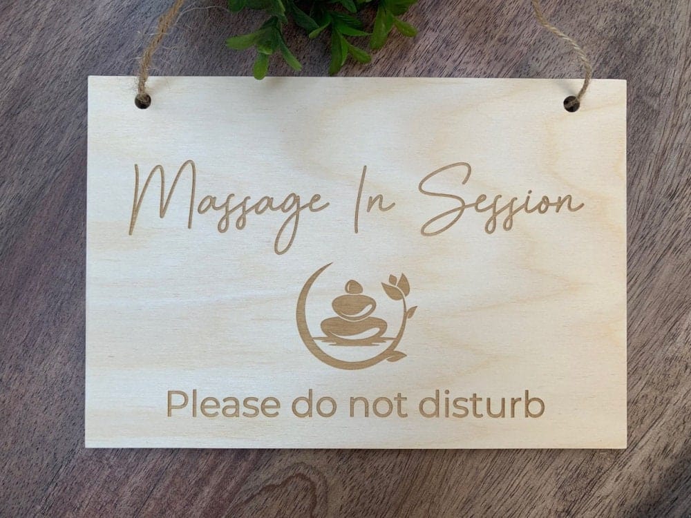 Engraved Office Sign Massage In Session Wood Engraved Door Sign