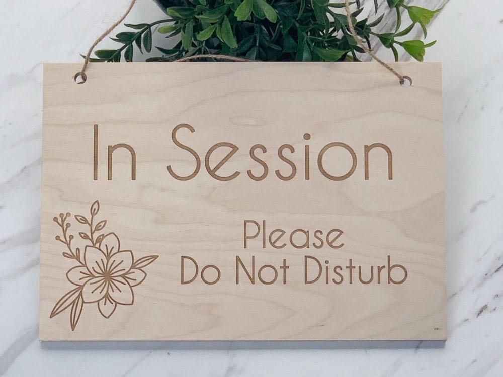 Engraved Office Sign Rectangle Wood In Session Sign
