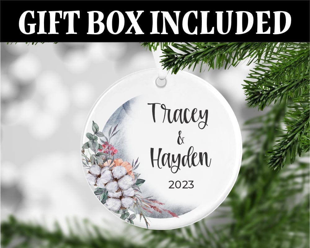 Engraving co 2names and date Crescent Moon Christmas Ornament Personalized With Names And Year