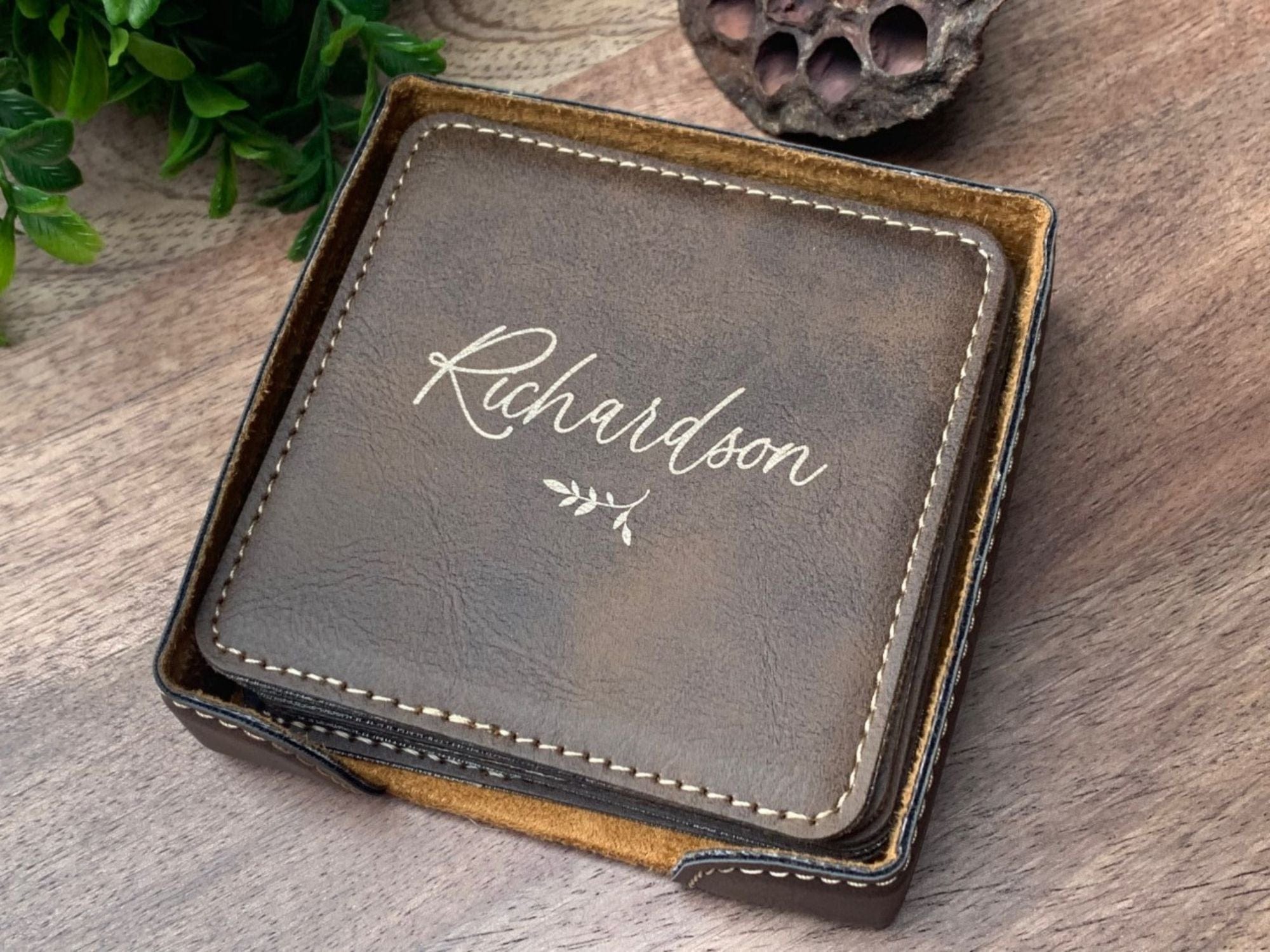 Personalized Name Drinks Coasters With Holder