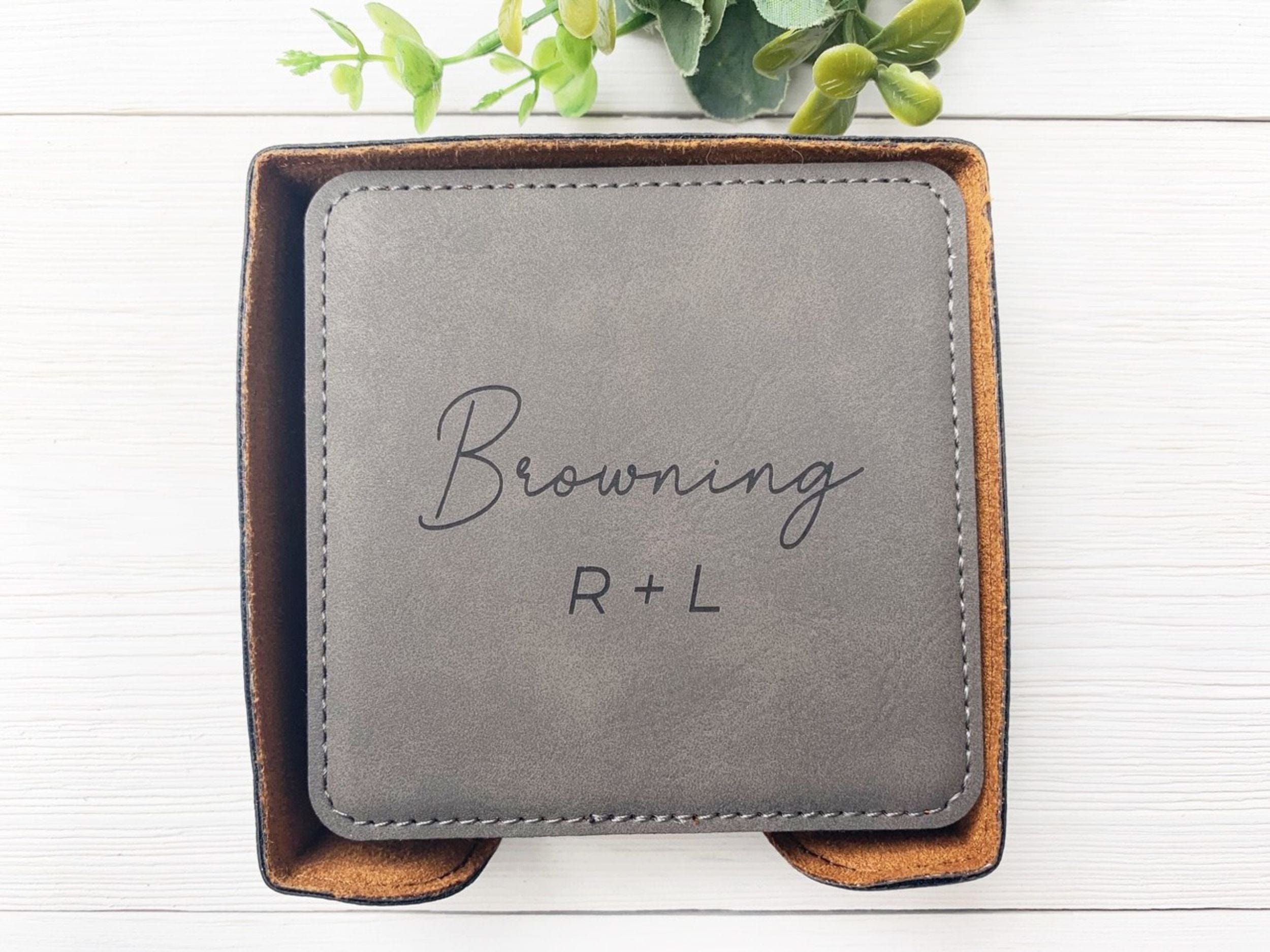 Leatherette Initial Coaster Set - Couple Coasters