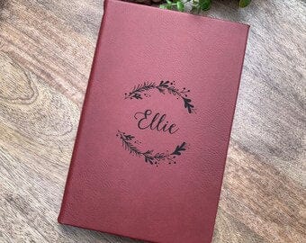 Leatherette journal Leatherette Journal Name Engraved Journal Personalized With Name And Floral Design