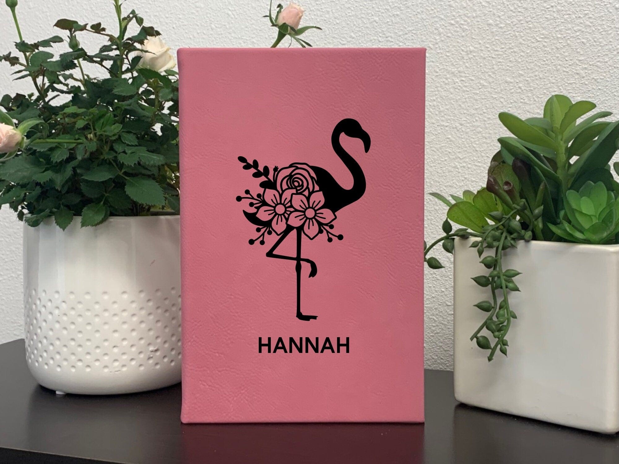 Leatherette journal Leatherette Journal Name Engraved Leatherette Flamingo Journal Personalized