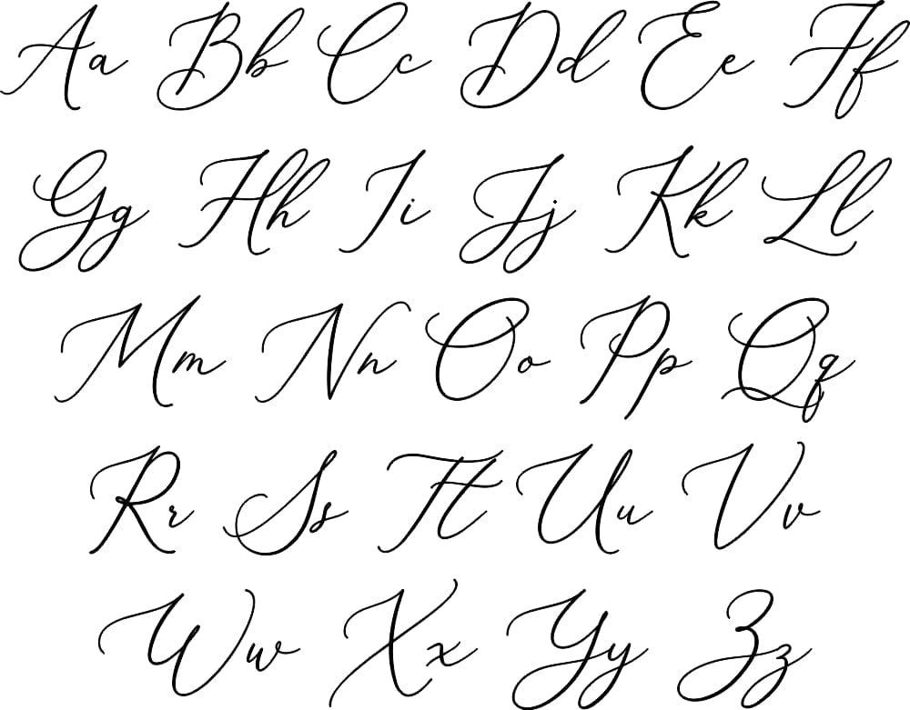 font letters used for name. shows uppercase and lowercase letters